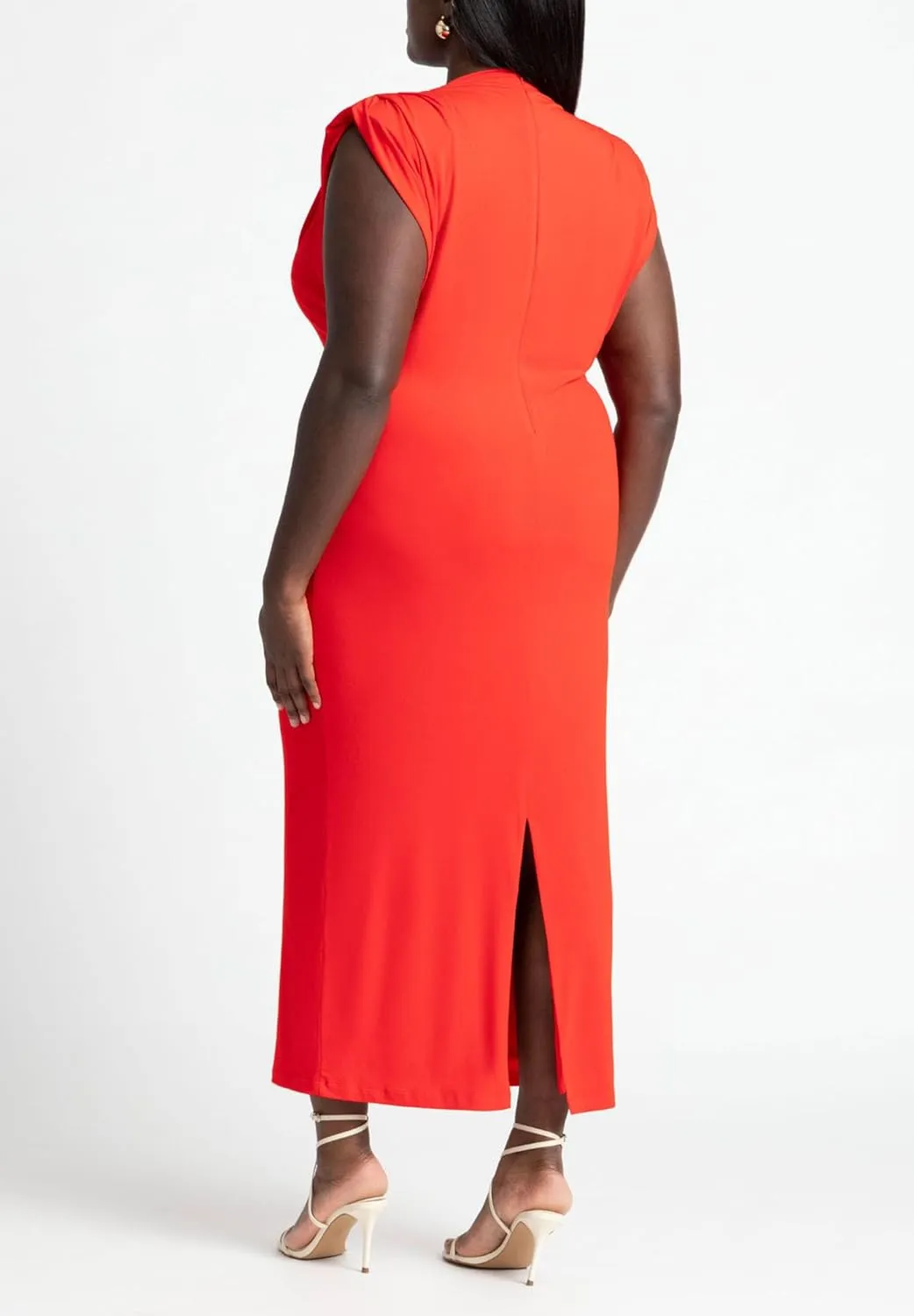 ELOQUII Women's Plus Size Funnel Neck Midi Dress