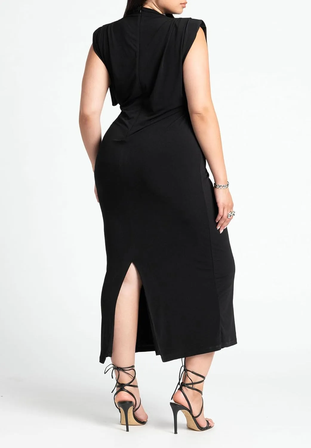 ELOQUII Women's Plus Size Funnel Neck Midi Dress
