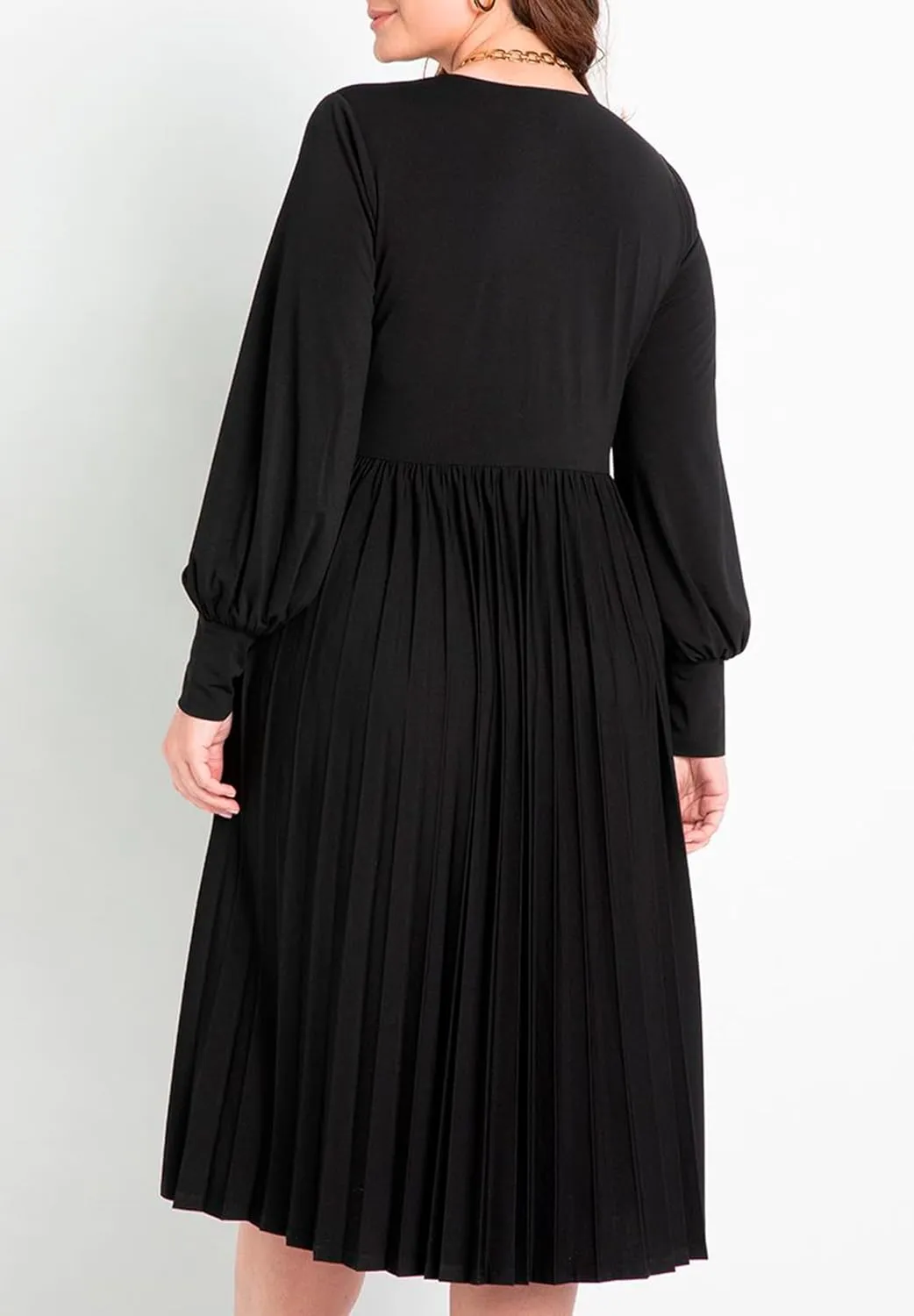ELOQUII Women's Plus Size Knot Front Pleated Skirt Dress