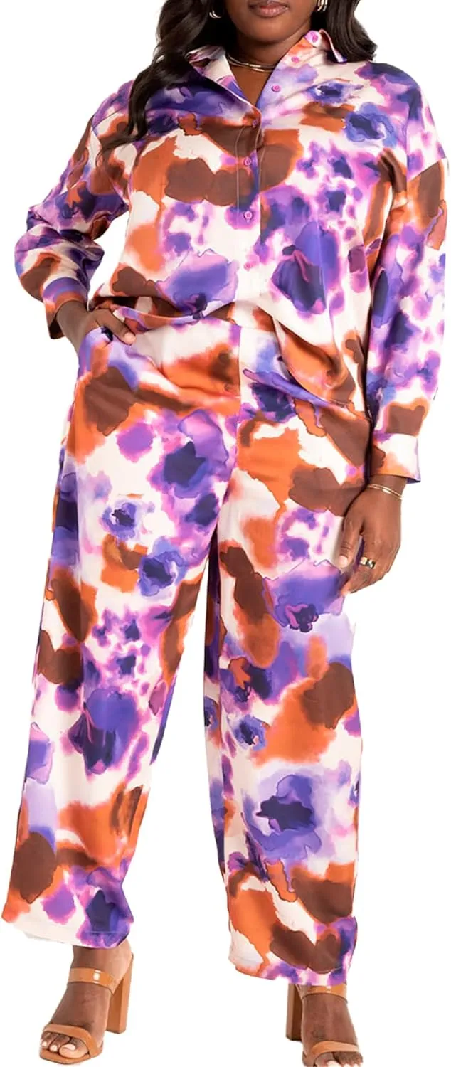 ELOQUII Women's Plus Size Oversized Denim Midi Dress