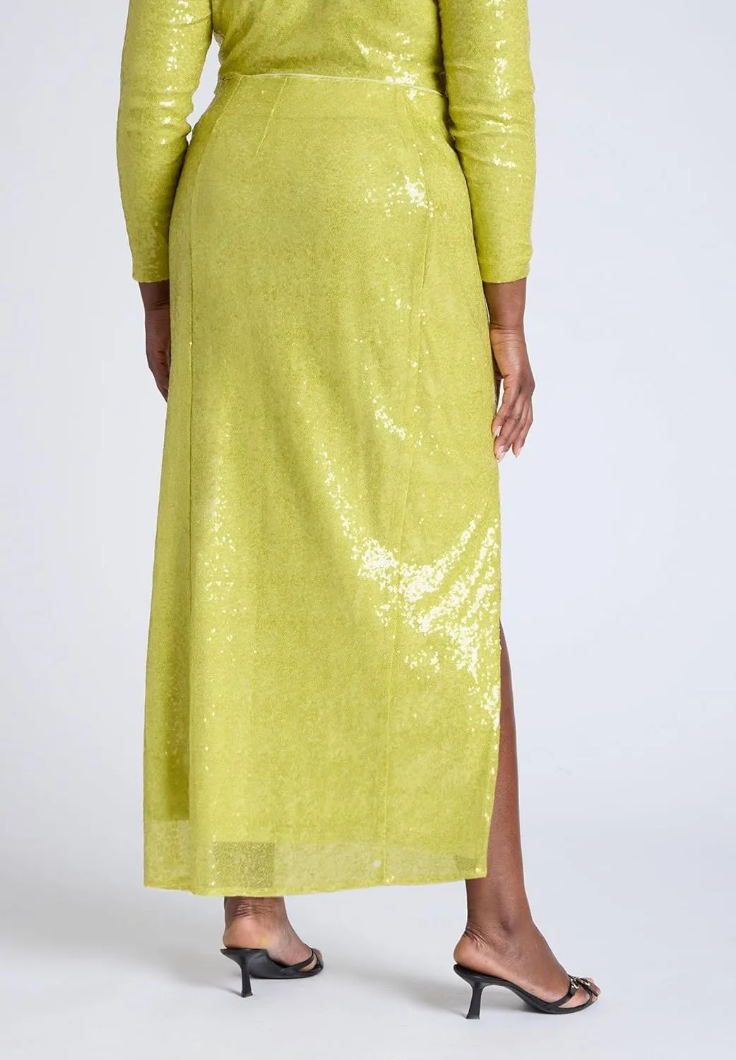 ELOQUII Women's Plus Size Sequin Column Midi Skirt
