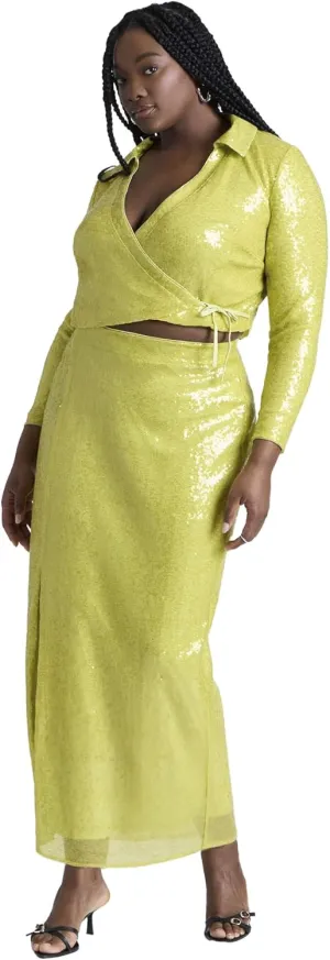 ELOQUII Women's Plus Size Sequin Column Midi Skirt