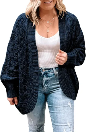 Eytino Womens Plus Size Crochet Cardigan Sweater Long Sleeve Hollow Out Open Front Cardigans Outwear(1X-5X)