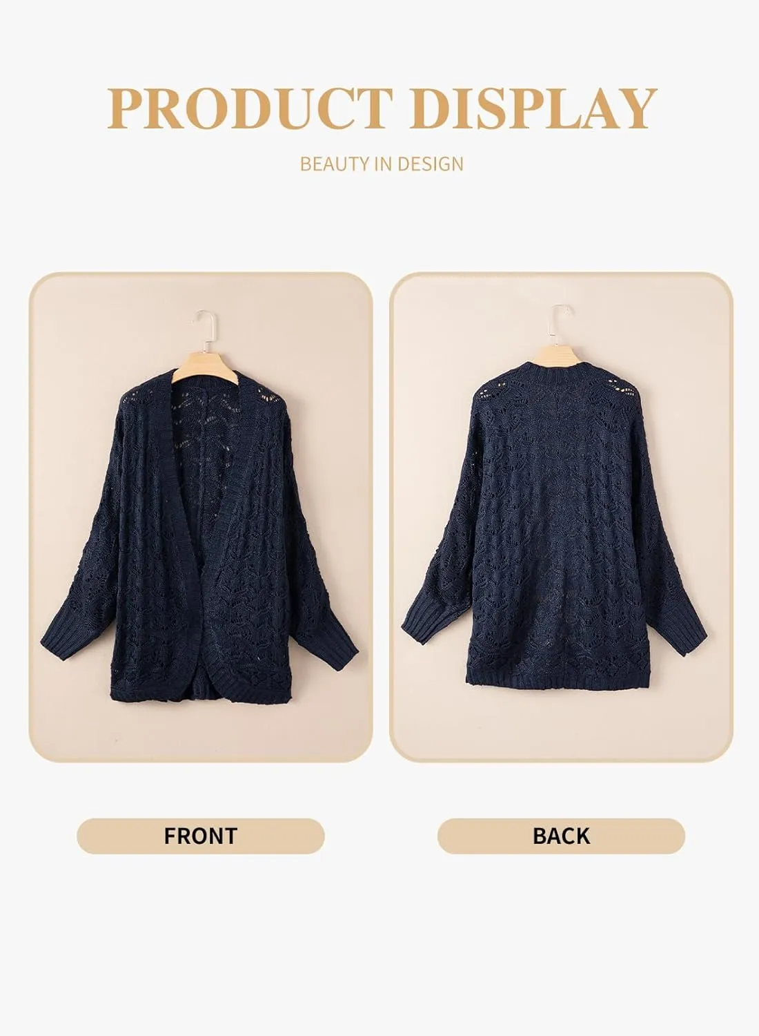 Eytino Womens Plus Size Crochet Cardigan Sweater Long Sleeve Hollow Out Open Front Cardigans Outwear(1X-5X)