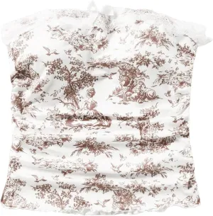 Floerns Women's Allover Print Lace Trim Bowknot Strapless Bandeau Ruched Crop Tube Top