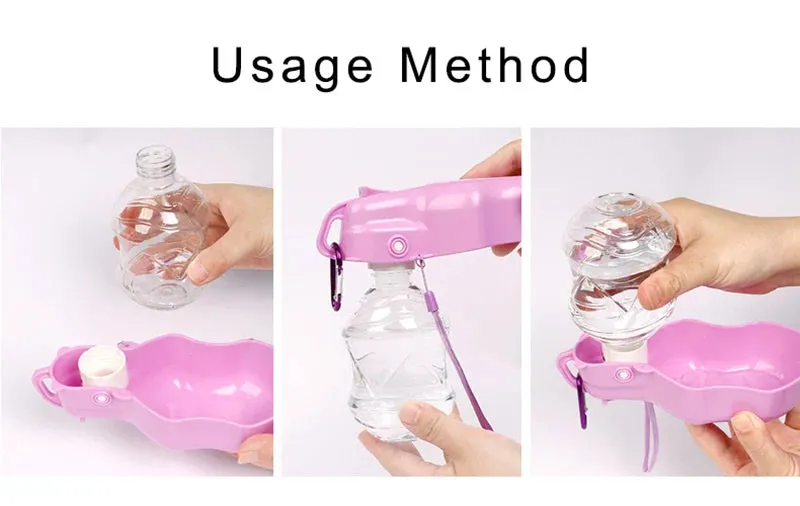 Foldable Pet Water Bottle with Drinking Bowl, Suitable for Dogs and Cats, Available in 280ml or 518ml