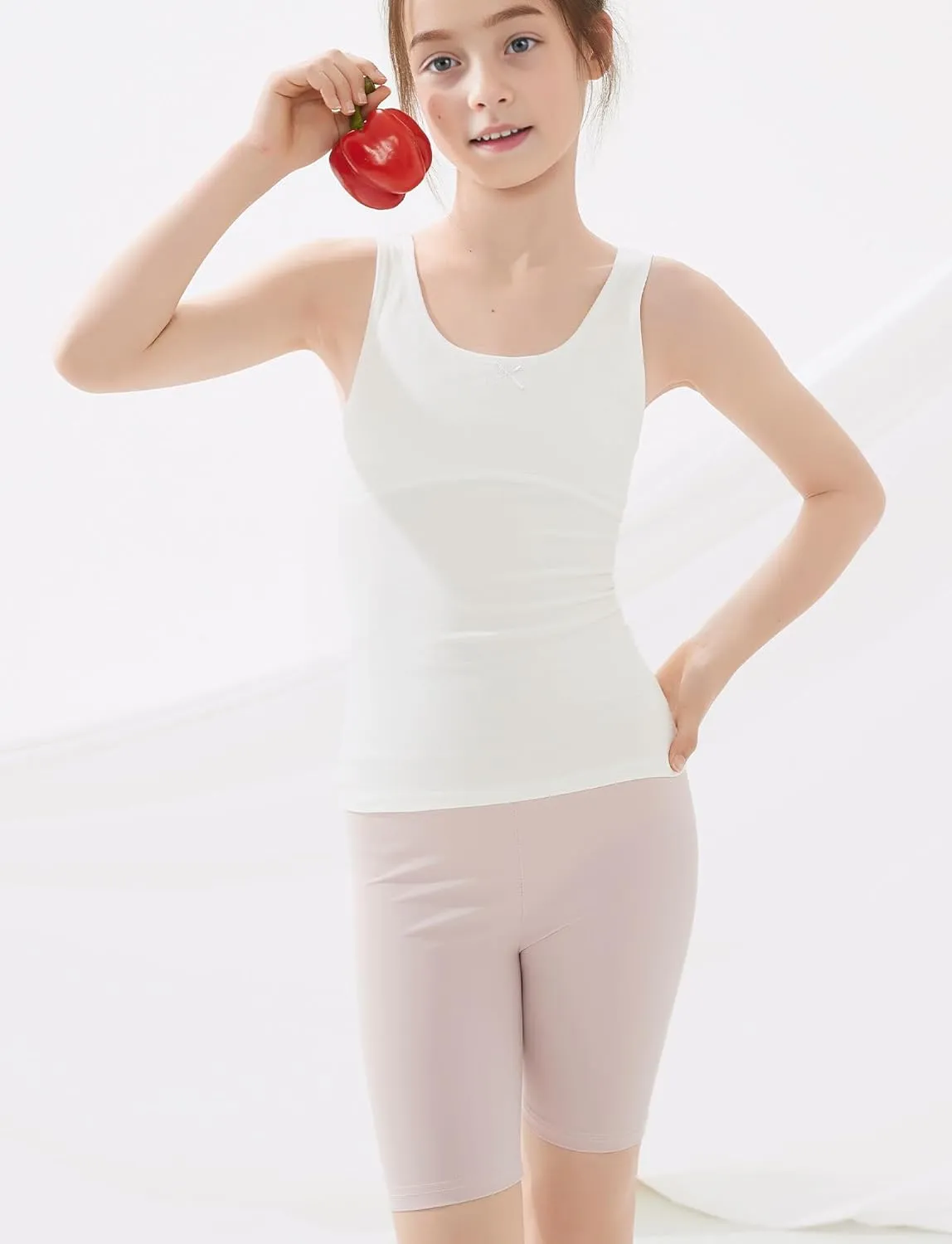 Happy Cherry Training Bras for Teens Girls Camisoles Long Bralette Bra Seamless Lightly Padded Sport Bra Wire Free 7-12 Years