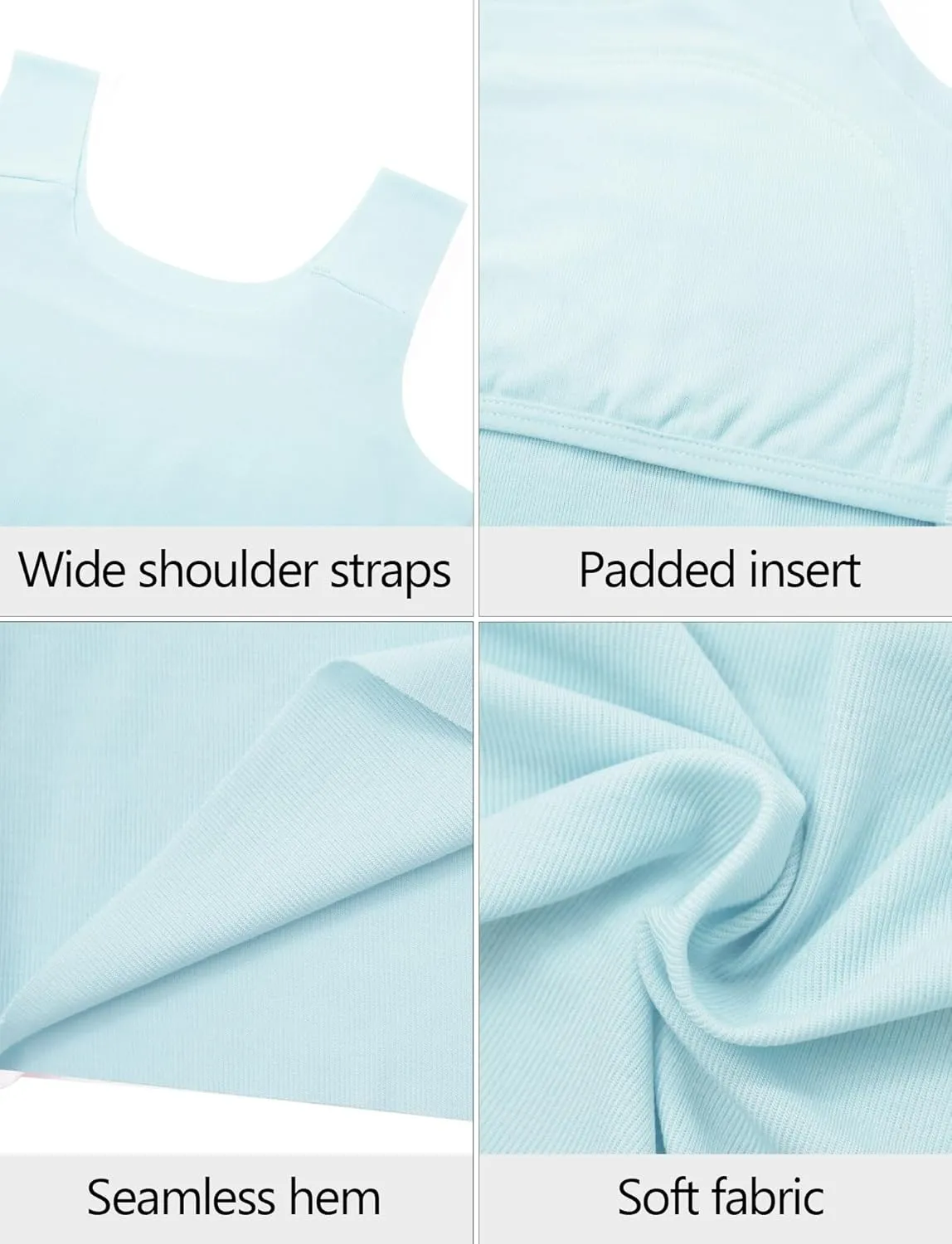 Happy Cherry Training Bras for Teens Girls Camisoles Long Bralette Bra Seamless Lightly Padded Sport Bra Wire Free 7-12 Years