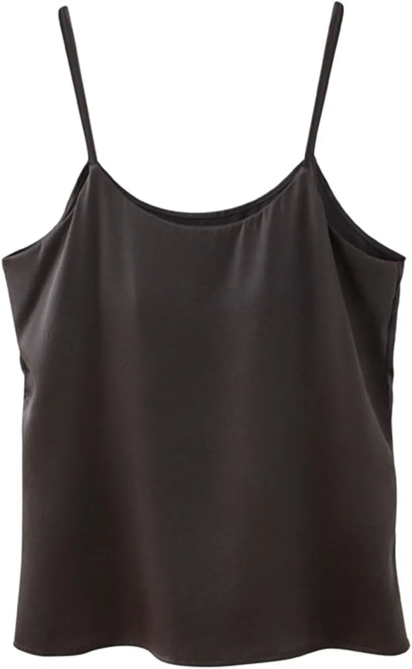 Heavyweight Mulberry Silk Camisoles Tops for Women Sexy Sleeveless Padded Tube Vest Summer Sling Crop Tank Top (Color : 1, Size : M/Medium)