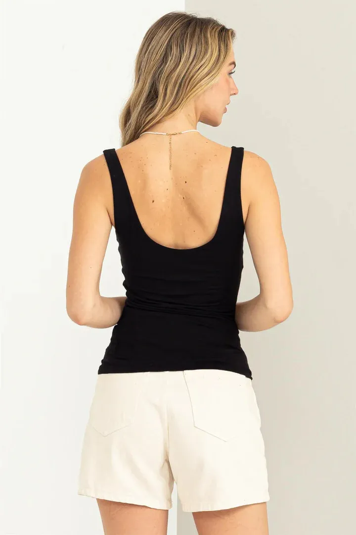 Hyfve Double Zero Relax Your Mind Scoop Neck Tank Top In Black