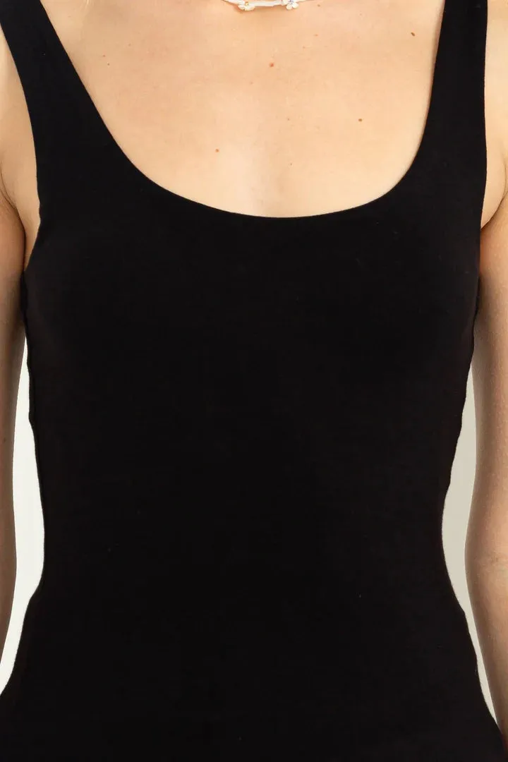 Hyfve Double Zero Relax Your Mind Scoop Neck Tank Top In Black