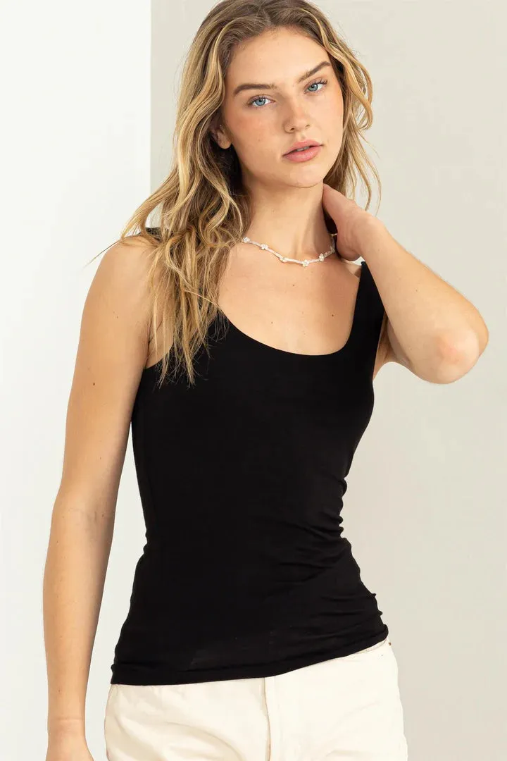 Hyfve Double Zero Relax Your Mind Scoop Neck Tank Top In Black