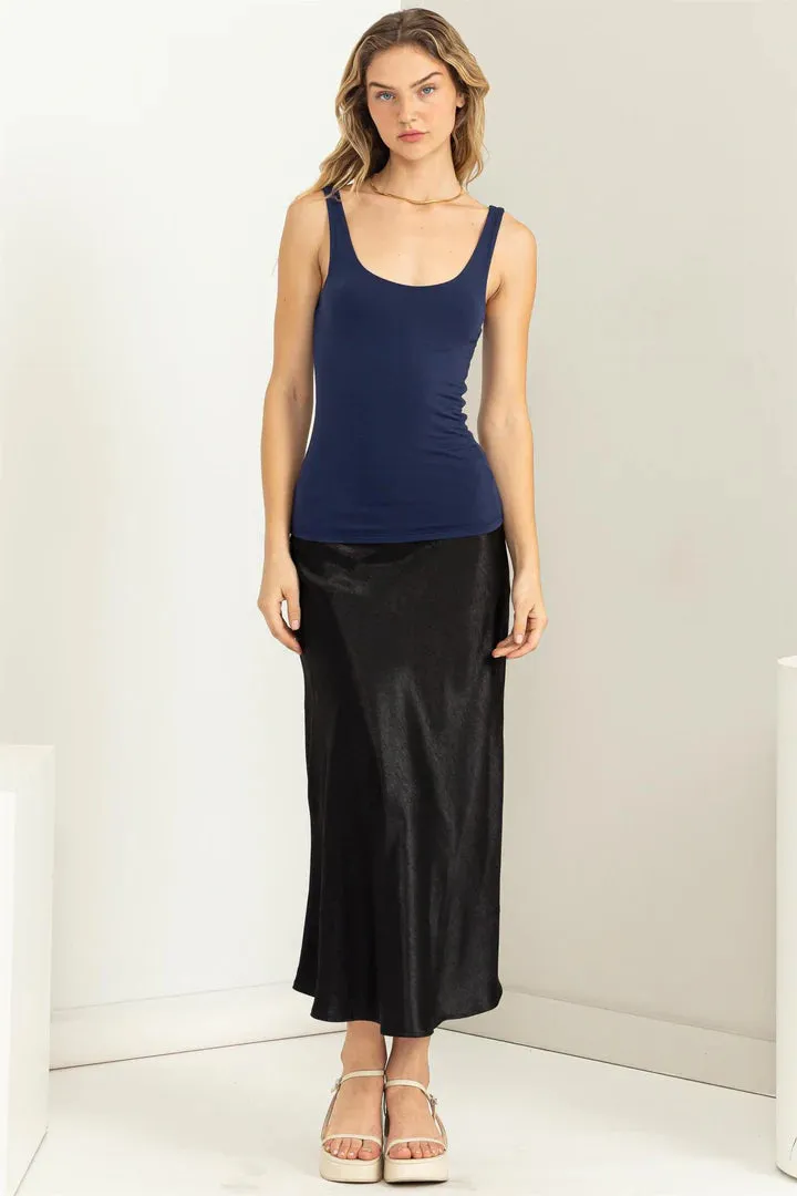 Hyfve Double Zero Relax Your Mind Scoop Neck Tank Top In Dark Night