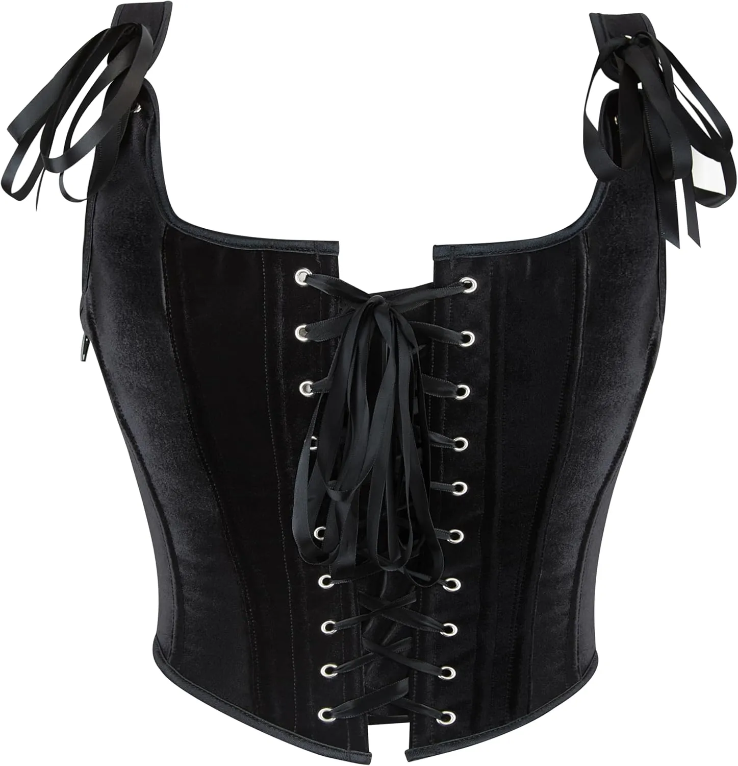 IZUS Steampunk Gothic Bustier Corset Tops for Women Lace-up Push Up Shapewear Crop Tops Tank Bodice Camisole Vest