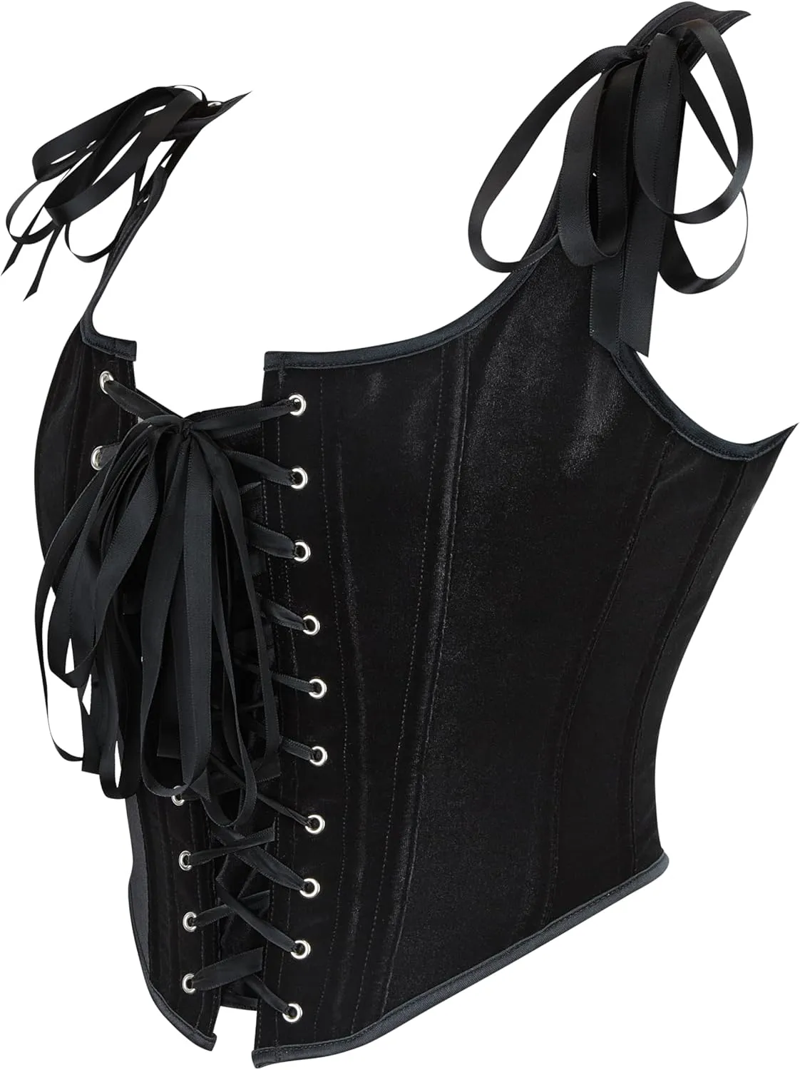 IZUS Steampunk Gothic Bustier Corset Tops for Women Lace-up Push Up Shapewear Crop Tops Tank Bodice Camisole Vest