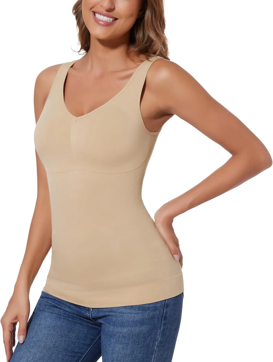 JOYSHAPER Women Tummy Control Shapewear Tank Tops V Neck Seamless Compression Camisole Slimming Body Shaper Camisole