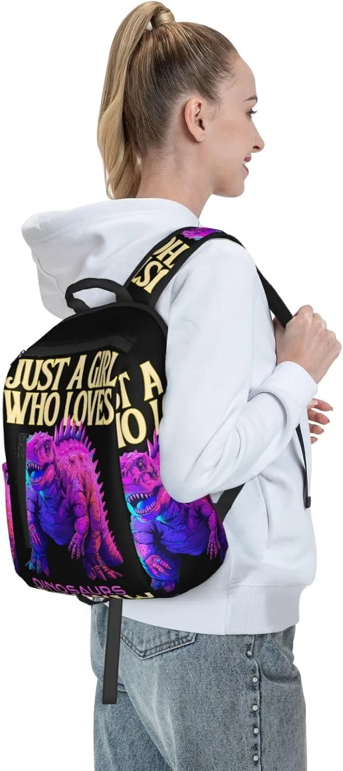 Just A Women Who Loves Dragons Travel Laptop Backpack Casual Backpacks Double Shoulder Daypack Notebook Rucksack Work Bags Sports Bag for Gym Hiking Camping Beach