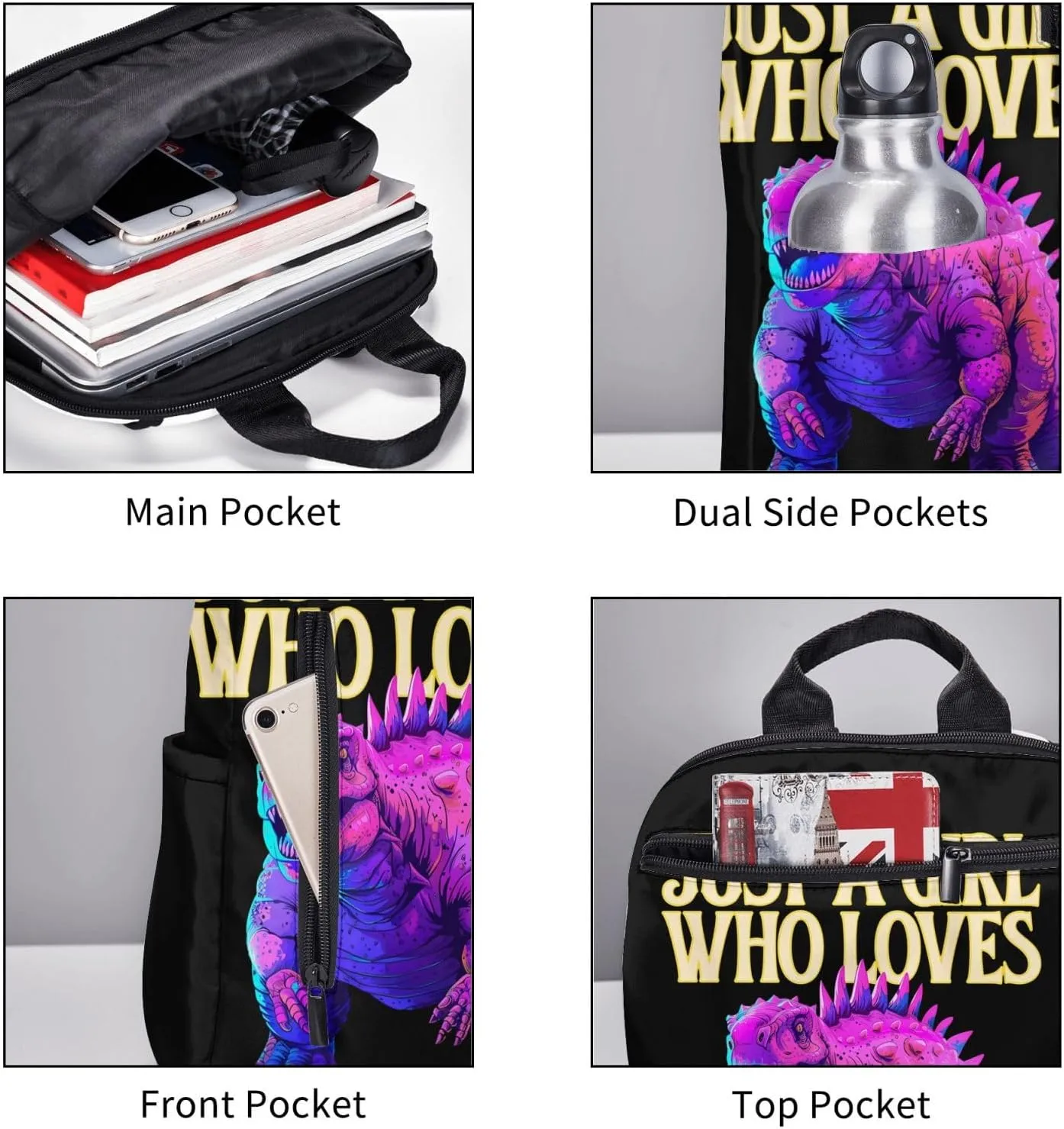 Just A Women Who Loves Dragons Travel Laptop Backpack Casual Backpacks Double Shoulder Daypack Notebook Rucksack Work Bags Sports Bag for Gym Hiking Camping Beach