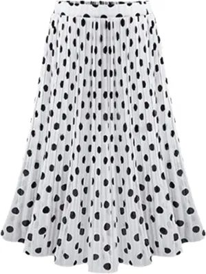 Korean Fashion Pleated Chiffon Skirt for Woman Summer Elastic Waist Polka Dot Print Beach Skirts Midi Skirt