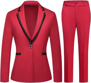 Lamgool Women's Pantsuit Set 2 Piece Dressy Suit Business Casual Blazer Jacket with Pants