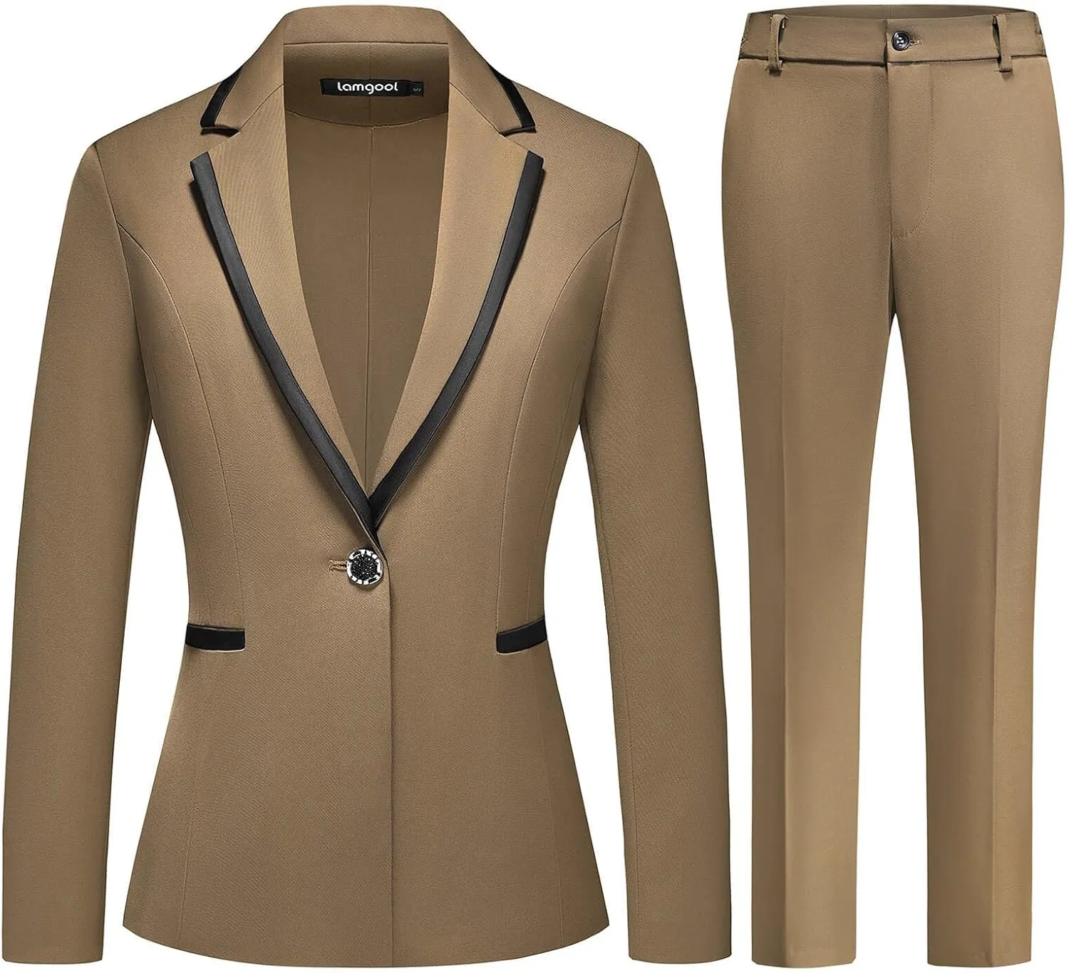 Lamgool Women's Pantsuit Set 2 Piece Dressy Suit Business Casual Blazer Jacket with Pants