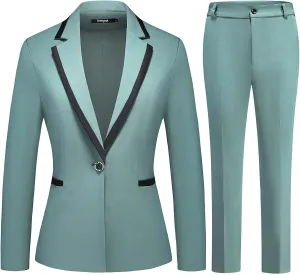 Lamgool Women's Pantsuit Set 2 Piece Dressy Suit Business Casual Blazer Jacket with Pants