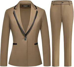 Lamgool Women's Pantsuit Set 2 Piece Dressy Suit Business Casual Blazer Jacket with Pants