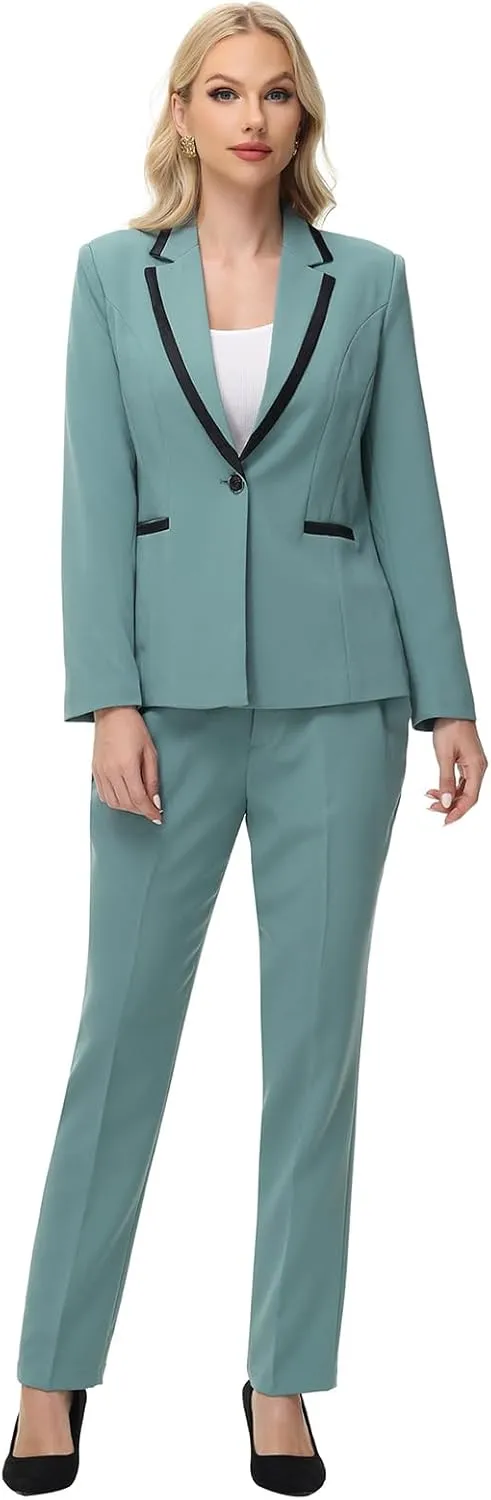Lamgool Women's Pantsuit Set 2 Piece Dressy Suit Business Casual Blazer Jacket with Pants