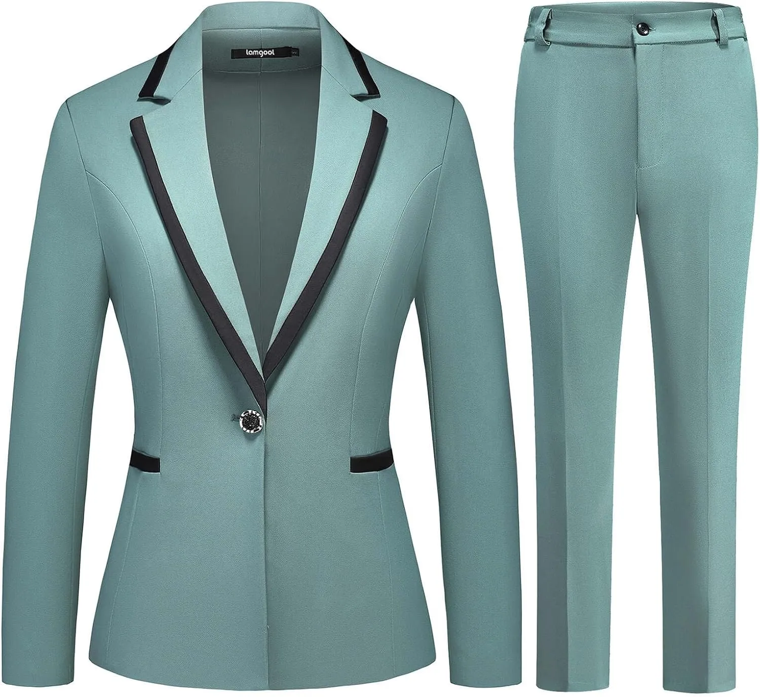 Lamgool Women's Pantsuit Set 2 Piece Dressy Suit Business Casual Blazer Jacket with Pants
