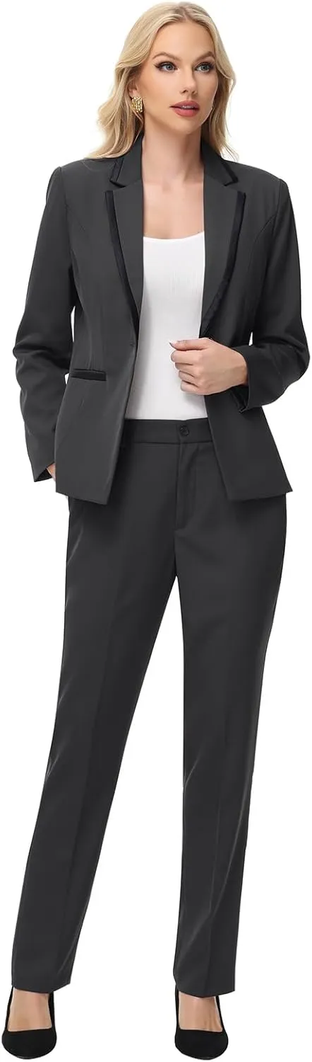 Lamgool Women's Pantsuit Set 2 Piece Dressy Suit Business Casual Blazer Jacket with Pants