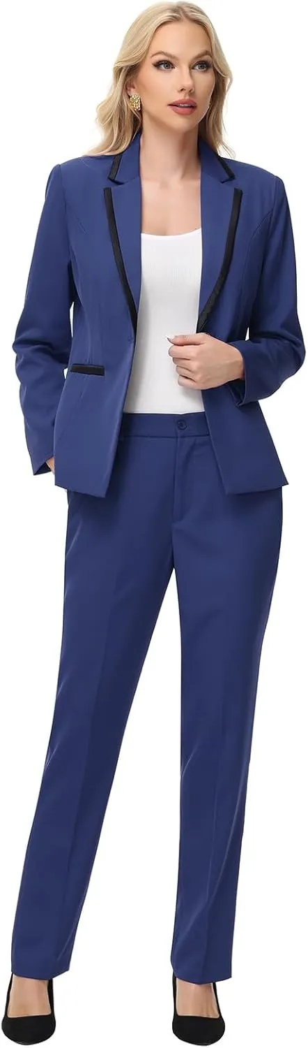Lamgool Women's Pantsuit Set 2 Piece Dressy Suit Business Casual Blazer Jacket with Pants