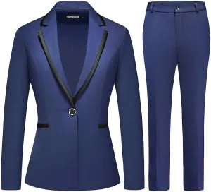 Lamgool Women's Pantsuit Set 2 Piece Dressy Suit Business Casual Blazer Jacket with Pants