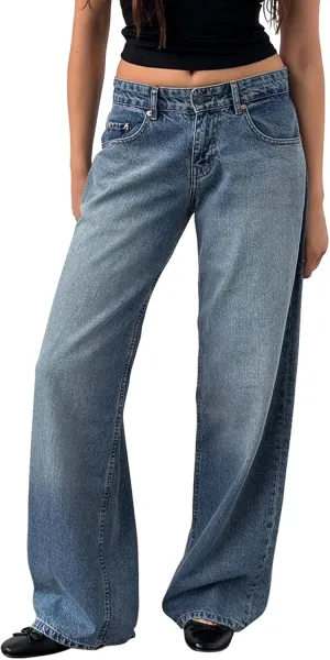 Leopard Barrel Women's Cheetah Print Baggy Boyfriend Mid Rise Wide Leg Denim Tapered Jeans