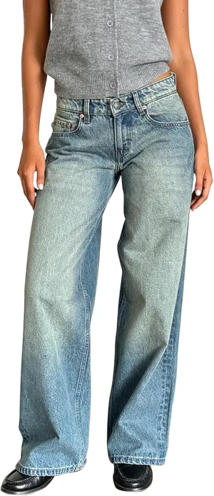 Leopard Barrel Women's Cheetah Print Baggy Boyfriend Mid Rise Wide Leg Denim Tapered Jeans