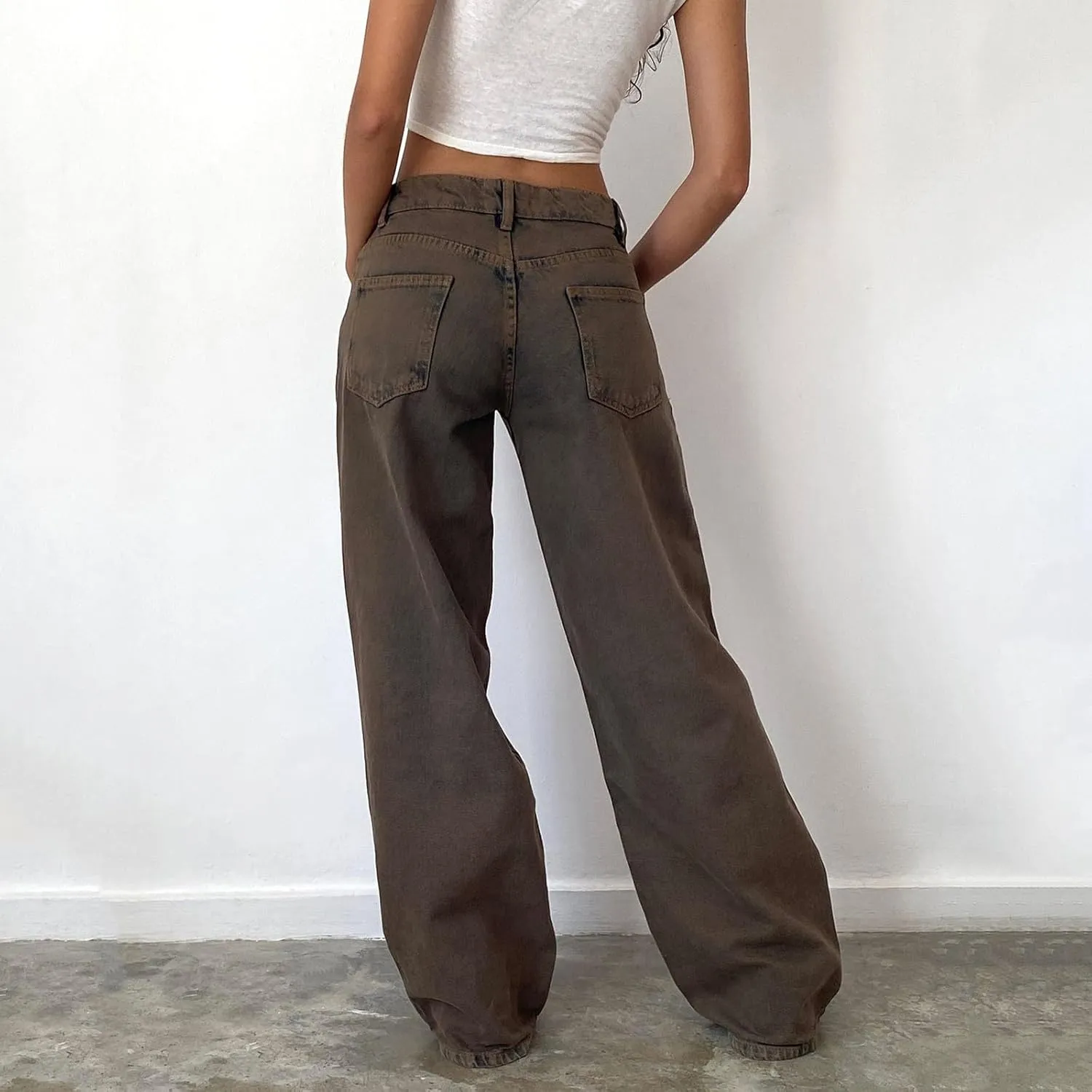 Leopard Barrel Women's Cheetah Print Baggy Boyfriend Mid Rise Wide Leg Denim Tapered Jeans