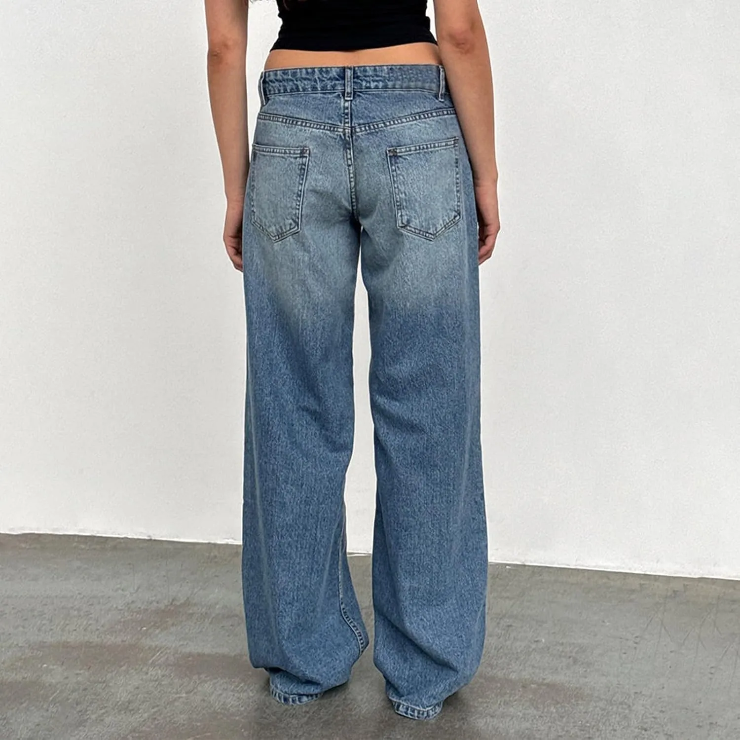 Leopard Barrel Women's Cheetah Print Baggy Boyfriend Mid Rise Wide Leg Denim Tapered Jeans