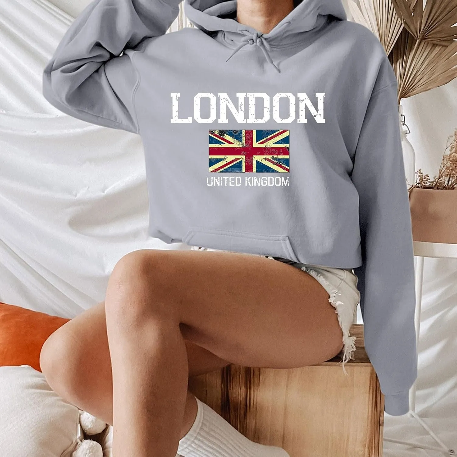 London Hoodies for Women Crewneck Long Sleeve Pullover Sweatshirt Graphic Fashion Oversized London Hoodie Tunic Tops
