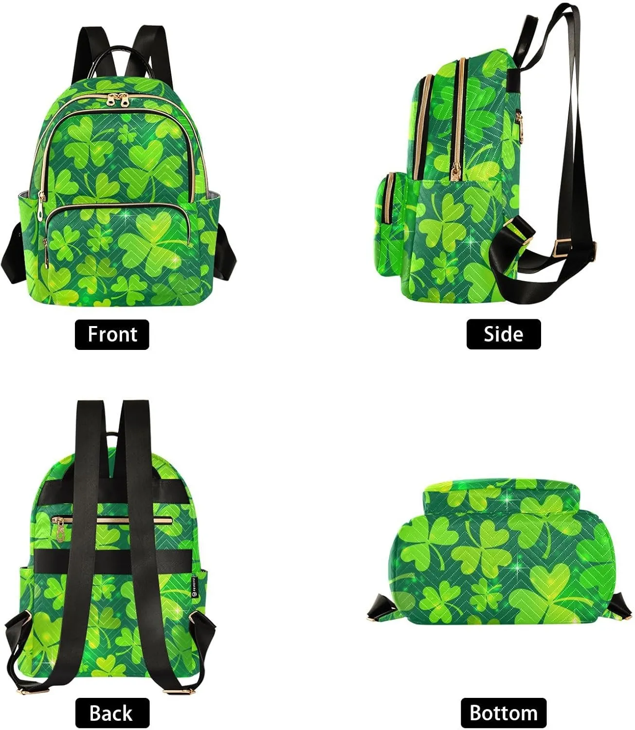 Magic Green Clover Mini Backpack for Women, Travel Backpack Purse Daypack Shoulder Bag for Ladies