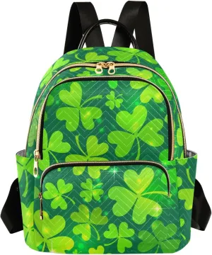 Magic Green Clover Mini Backpack for Women, Travel Backpack Purse Daypack Shoulder Bag for Ladies