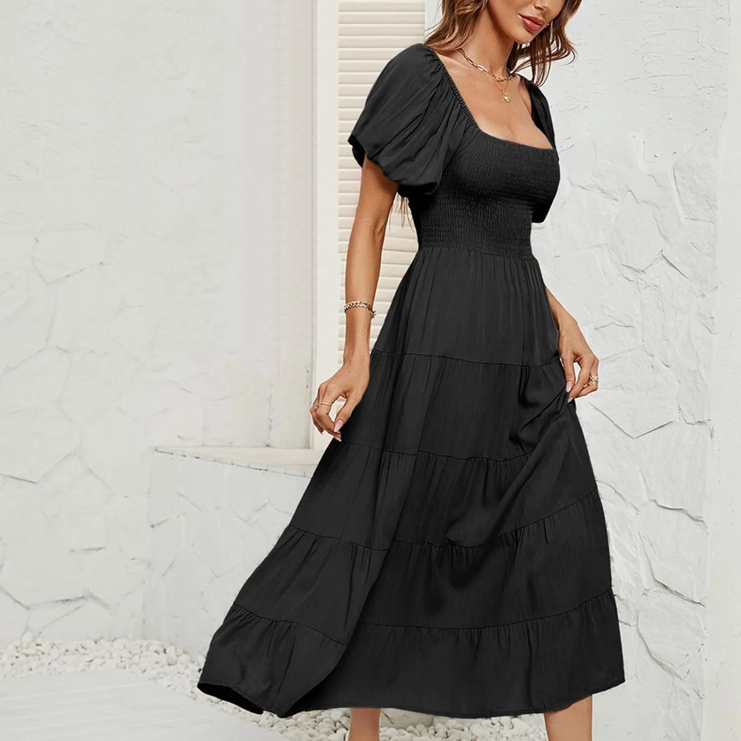 Maxi Dresses for Women 2024 Summer Boho Dress Sexy Off The Shoulder Dresses Flowy Long Sundress Vacation Dress, Small