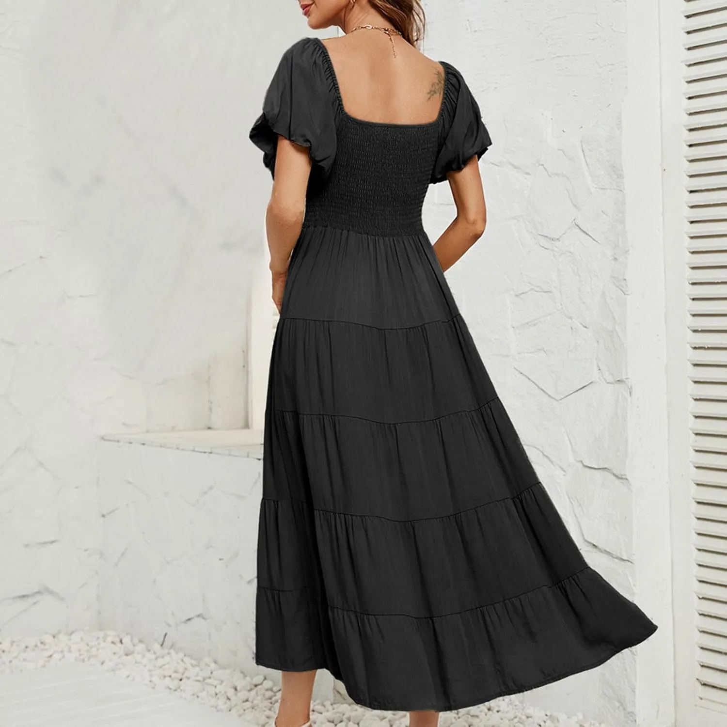 Maxi Dresses for Women 2024 Summer Boho Dress Sexy Off The Shoulder Dresses Flowy Long Sundress Vacation Dress, Small