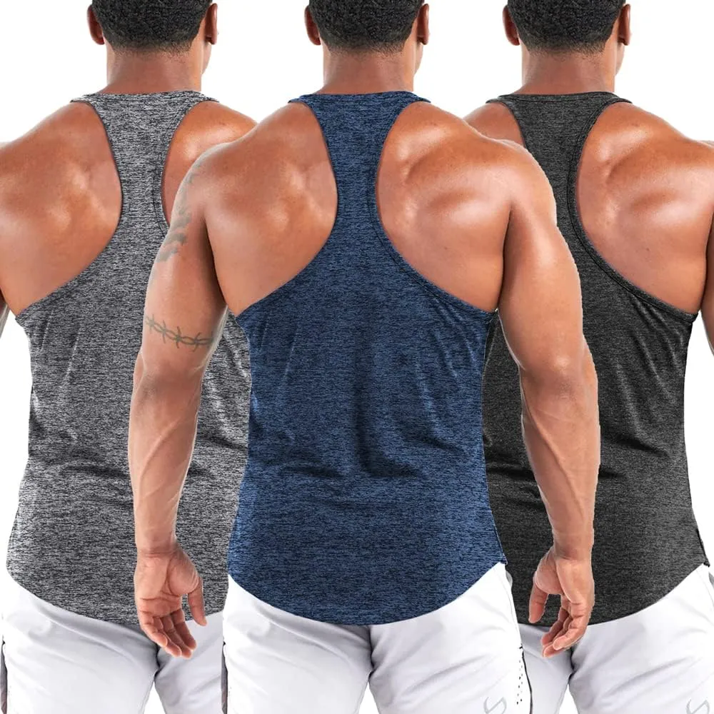 Men's Workout Stringer Tank Tops Athletic Quick Dry Y-Back Tops Bodybuilding Muscle Shirts for Gym1 Or 3 Pack
