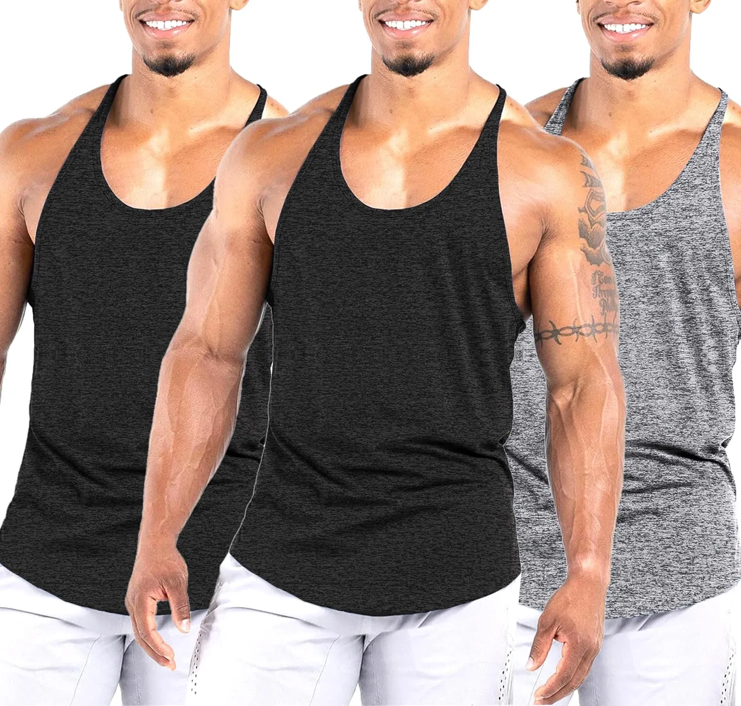 Men's Workout Stringer Tank Tops Athletic Quick Dry Y-Back Tops Bodybuilding Muscle Shirts for Gym1 Or 3 Pack
