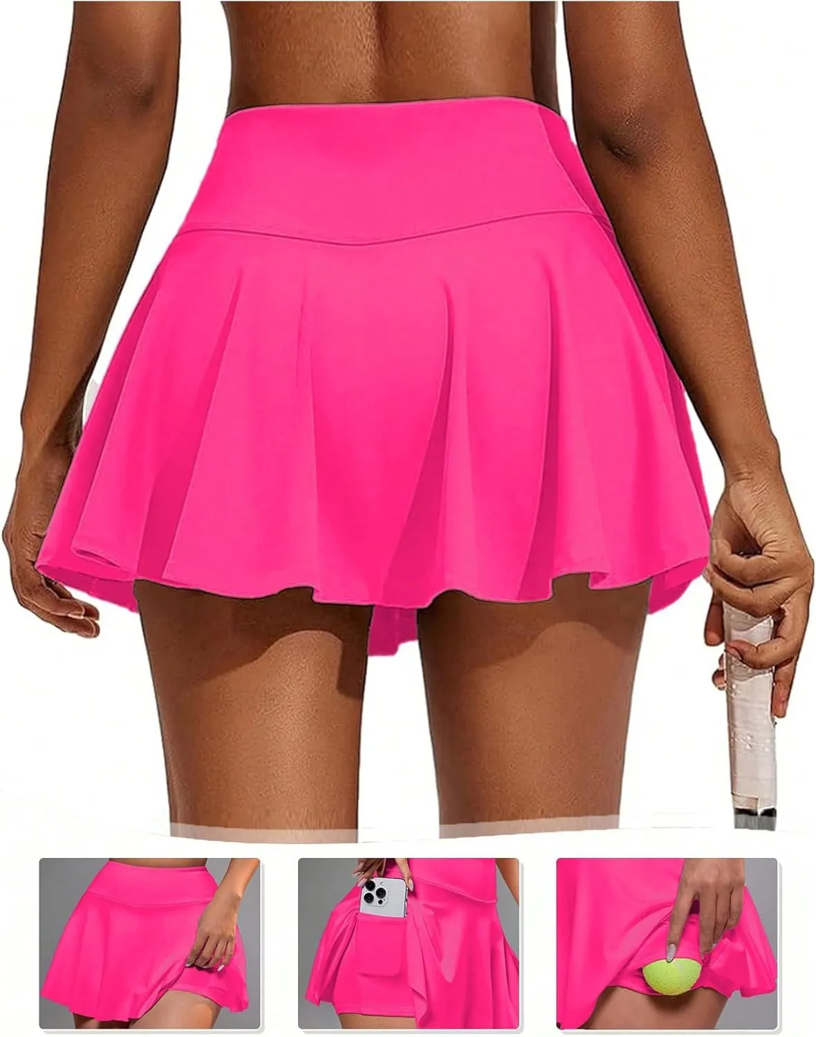 Milumia Women's High Waist Tennis Golf Skirt Athletic Sports Skort with Pockets
