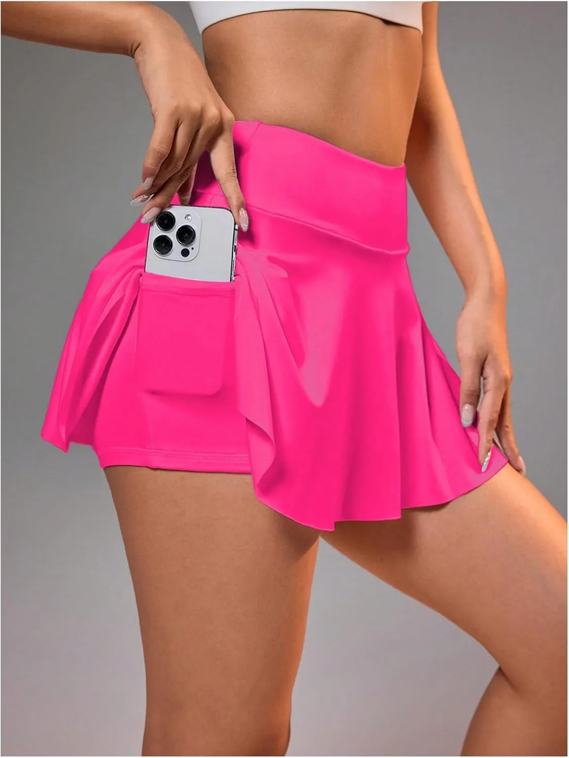 Milumia Women's High Waist Tennis Golf Skirt Athletic Sports Skort with Pockets