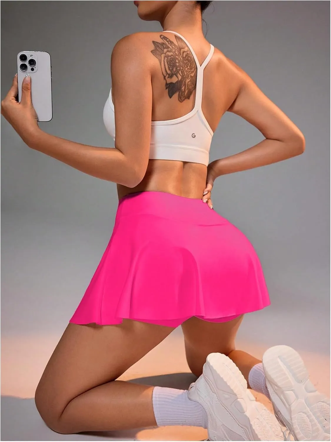 Milumia Women's High Waist Tennis Golf Skirt Athletic Sports Skort with Pockets