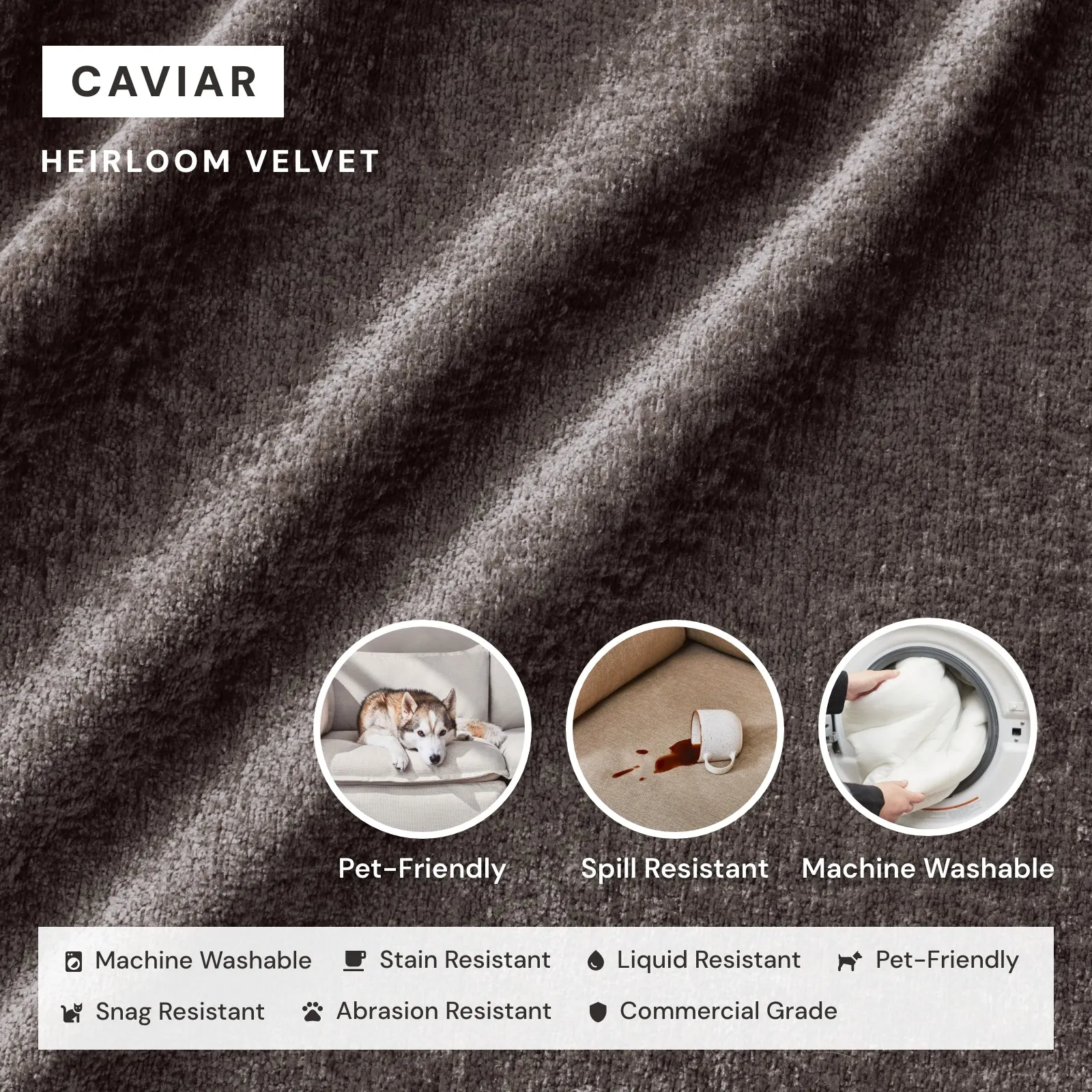 Modular Washable 7-Seater Open-Ends U-Sectional   Bench Ottoman in Caviar | Memorix  Seat | Cloud Pillow