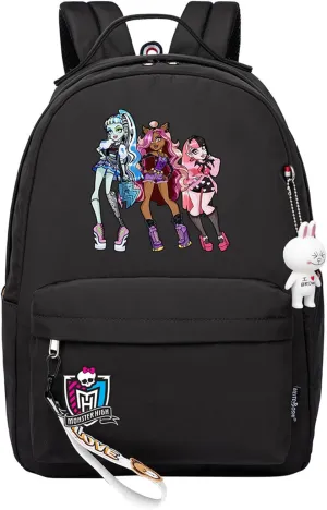 Monster High Classic Backpack Water Proof Large Laptop Bag Casual Sturdy Travel Knapsack(One Size), Black2