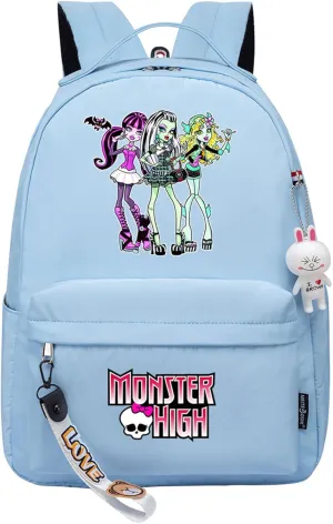 Monster High Classic Backpack Water Proof Large Laptop Bag Casual Sturdy Travel Knapsack(One Size), Blue