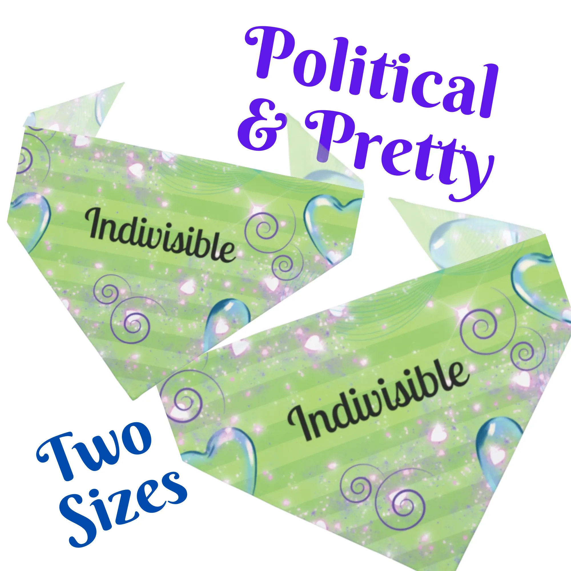 Neon Green Political Pet Bandana With Upbeat "Indivisible" Slogan For Peacefully Protesting Dogs Who March With Their Peeps, Pro-Democracy Dog Mom Gift